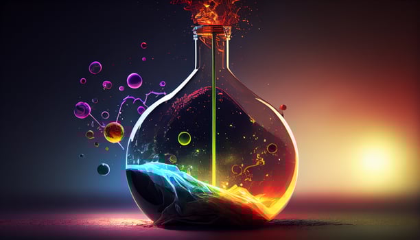 Scientific illustration of glowing liquid abstract sphere generated by AI photo