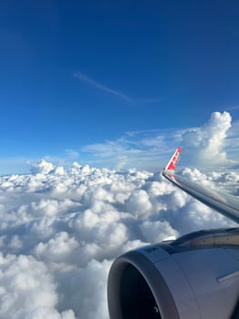 sky view on an airplane photo