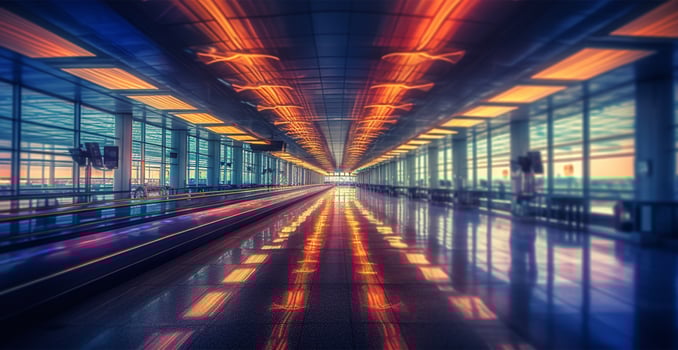 Airport building, international terminal, blurred background - image photo