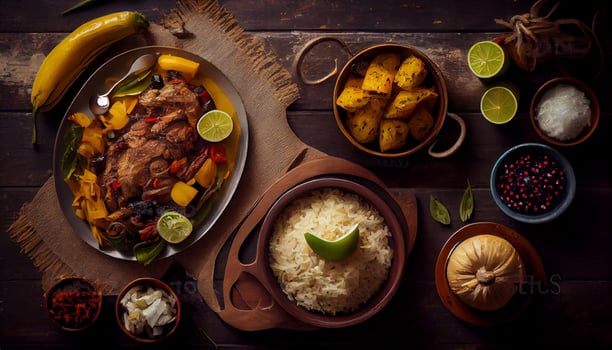 Grilled beef bowl with guacamole and chili pepper generated by AI photo