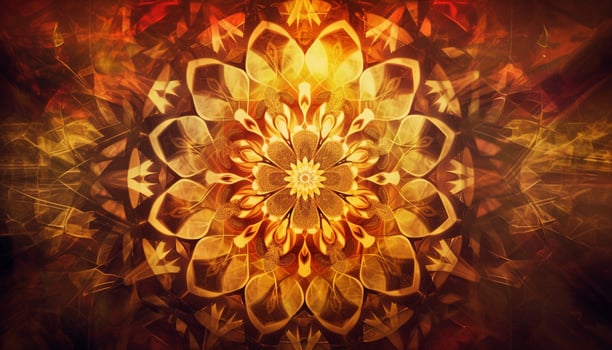 Abstract floral pattern in vibrant yellow colors glowing generated by AI photo