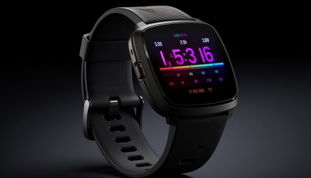 Modern smart watch design, wirelessly monitoring sport generated by AI photo