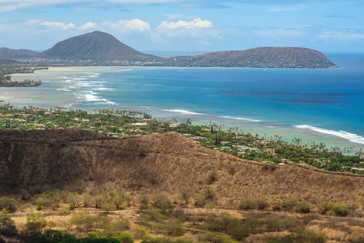 view over Diamond head in Oahu island, Hawaii, US photo