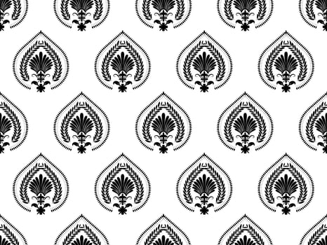 Damask digital paper seamless floral pattern.  Flowers on a black and white background. Luxury Royal Wallpaper. photo