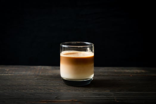 glass of latte coffee, coffee with milk photo