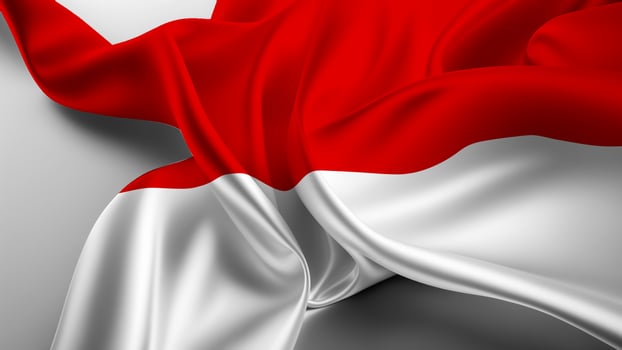 The flag of indonesia is waving in the wind photo