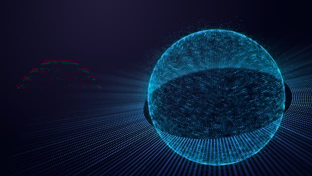 Scientific and technical sphere. Connection to the global network. Protection of cloud data. The concept of big data, digital technology and security security. 3d rendering photo