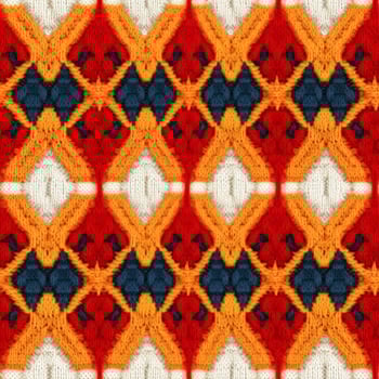 Fabric knitted seamless pattern with geometric shape spots. bright colors background for knitwear design or print, modern strips mat, illustration photo