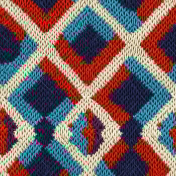 Fabric knitted seamless pattern with geometric shape spots. bright colors background for knitwear design or print, modern strips mat, illustration photo