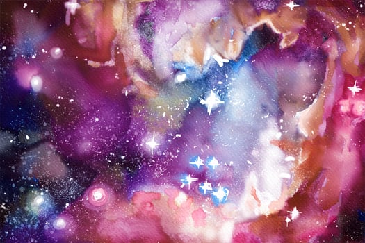 Celestial Watercolor Exploring Space and Galaxies photo