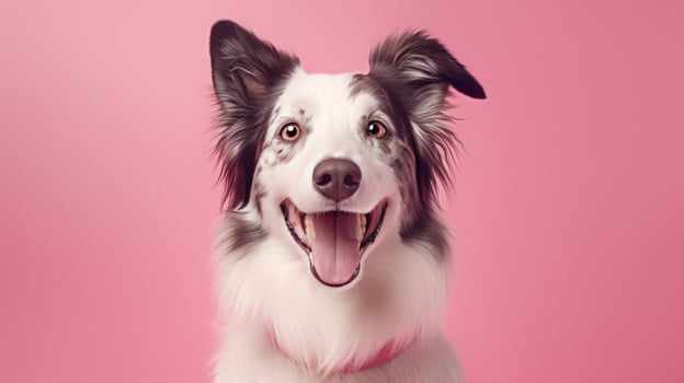 border collie dog portrait with photo