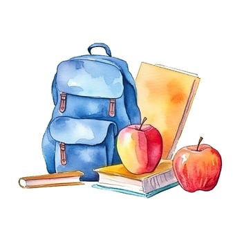 Watercolor back to school background. Illustration photo