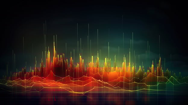, stock market chart lines, financial graph on technology abstract background represent financial crisis, financial meltdown. Technology concept, trading market concept. photo