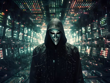Anonymous hacker. Concept of cybercrime, cyberattack, dark web. photo