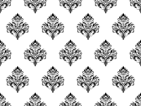 Damask digital paper seamless floral pattern.  Flowers on a black and white background. Luxury Royal Wallpaper. photo