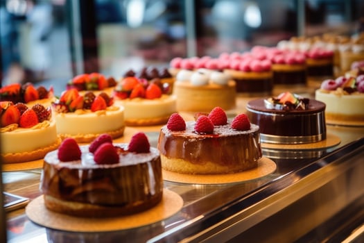stock photo of inside cake shop