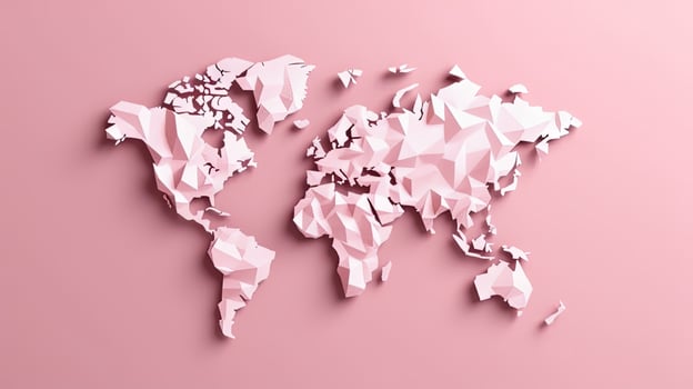 World map pink art background. . photo