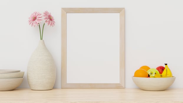 Photo frame mockup on table