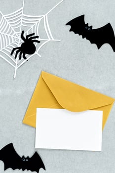 Halloween holiday concept. Blank canvas frame for halloween congratulation. photo
