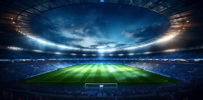light soccer arena football world game stadium sport green goal. . photo