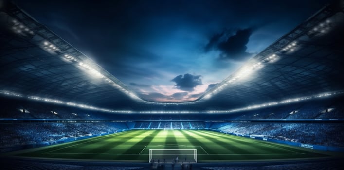 soccer light goal world arena green stadium game sport football. . photo