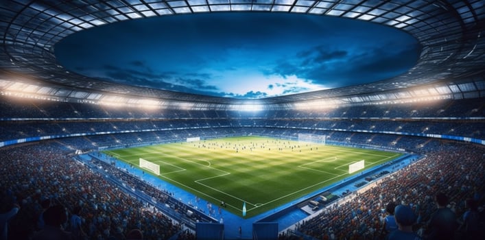 football stadium sport game world arena green soccer light goal. . photo