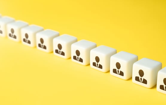 Chain row of people. Human resources and work force. Staffing and recruiting candidates. Building social working relationships. Personnel management photo