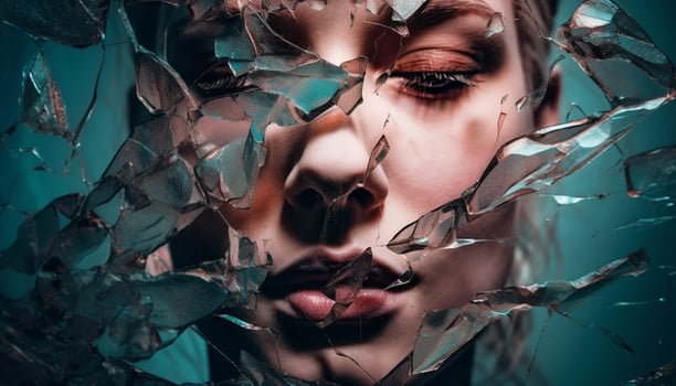 Beauty in destruction young model ruined elegance generated by AI photo