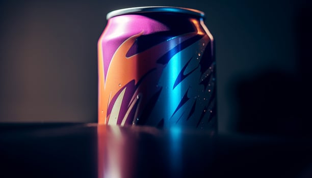 Shiny blue liquid in futuristic glass container generated by AI photo