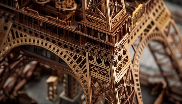 Majestic metal monument symbolizes French culture elegance generated by AI photo