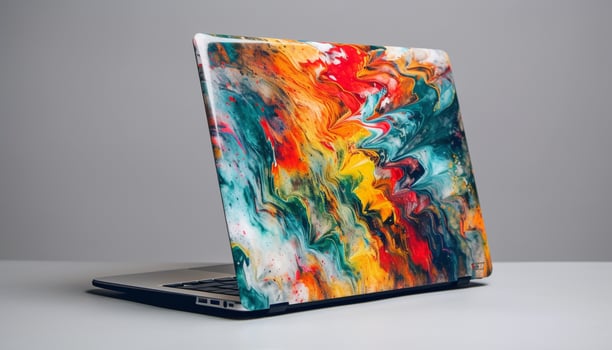 Vibrant colors splashing on paper, messy creativity generated by AI photo