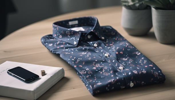 Elegant businessman shirt on wooden desk stack generated by AI photo
