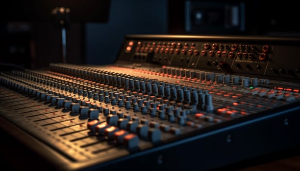 Electric mixer sliding knob illuminates nightclub stage generated by AI photo