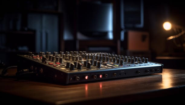 Modern technology illuminates the nightclub musical performance space generated by AI photo