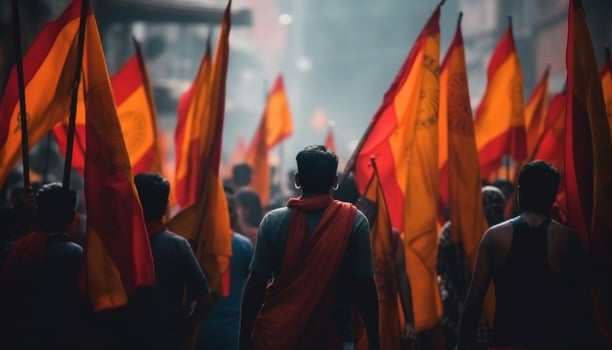 Large crowd celebrates freedom at traditional festival generated by AI photo