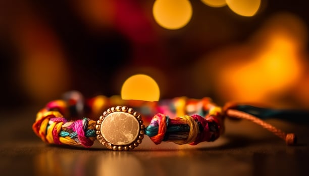Vibrant Hindu ceremony illuminates night with spirituality generated by AI photo