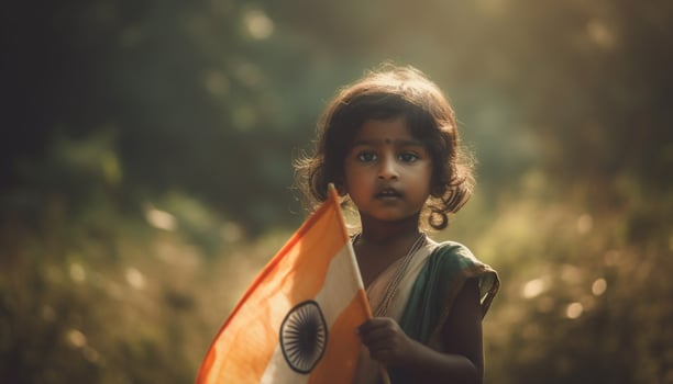 Smiling girl holds nature beauty in portrait generated by AI photo