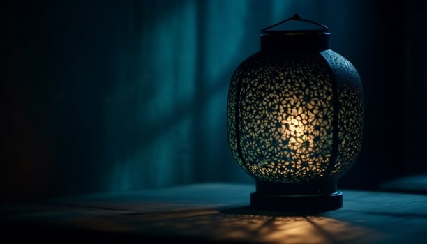 Antique lantern illuminated old fashioned Turkish culture indoors generated by AI photo