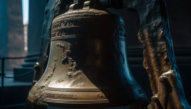 Ancient bell, symbol of spirituality and history generated by AI photo