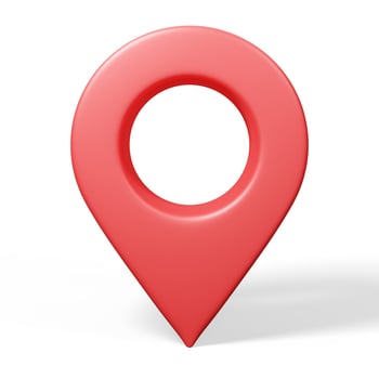 3D render red pin map location pointer icon. photo