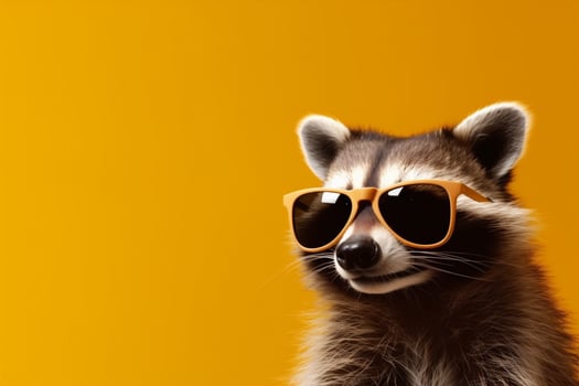 party pet music fun cute young glasses animal raccoon portrait background. . photo