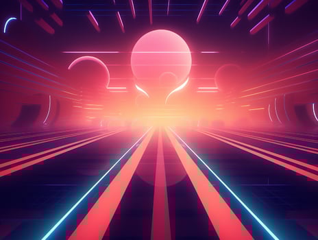 Futuristic city landscape in the 80s style. illustration photo