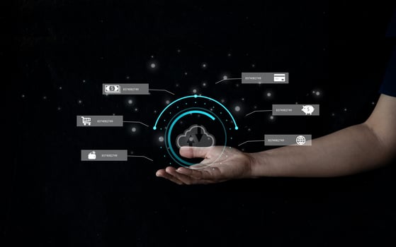 futuristic digital processing of biometric identification fingerprint scanner for access personal financial data. surveillance and security scanning of digital programs cyber futuristic applications photo