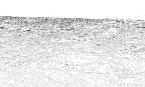 3D illustration of Munich mass buildings photo