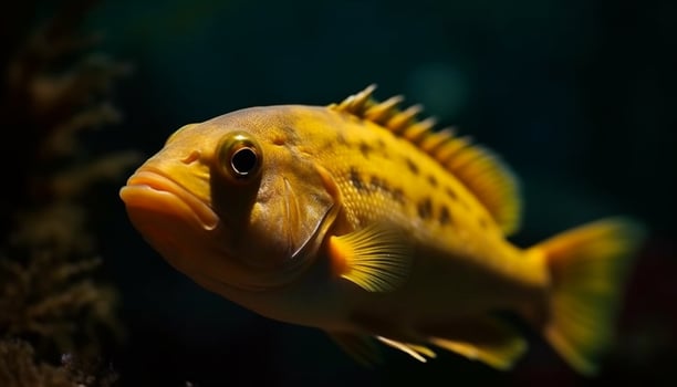 Close up of yellow and multi colored fish in tropical reef generated by AI photo