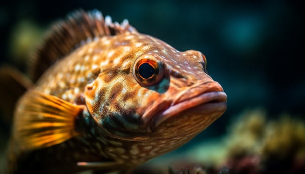 Colorful balloonfish swimming in tropical reef, a natural beauty portrait generated by AI photo