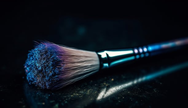 Professional make up artist applies multi colored eyeshadow for glamorous look generated by AI photo