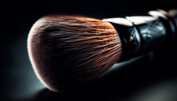 Professional make up artist applies multi colored eyeshadow for glamorous look generated by AI photo