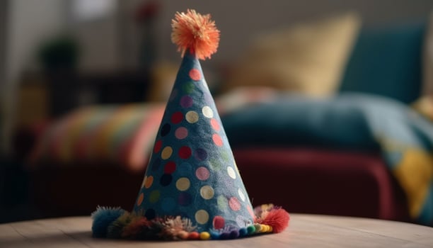 Joyful winter celebration with colorful decorations and comfortable sofa pillows generated by AI photo