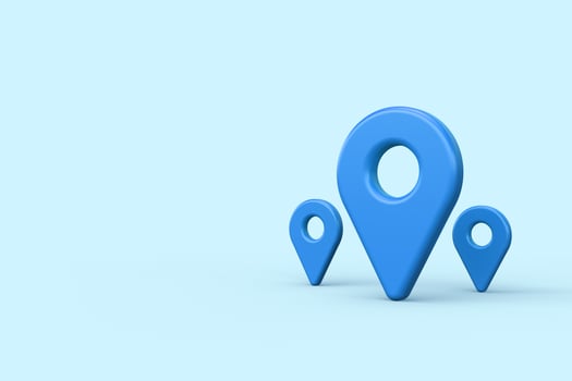 Location map icon. 3d render photo